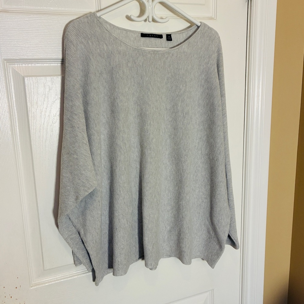 Cyrus Soft Gray Waffle Knit Crew Neck Sweater Women’s 3XL